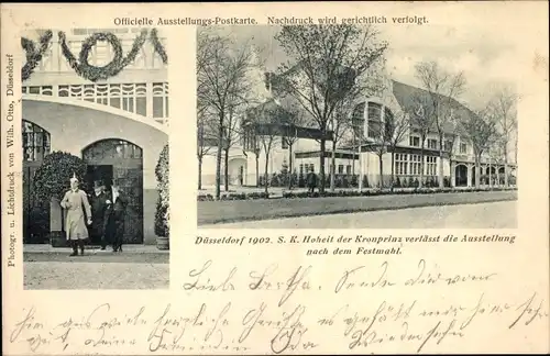 Ak Düsseldorf am Rhein, Ausstellung 1902, Kronprinz Wilhelm nach einem Festmahl