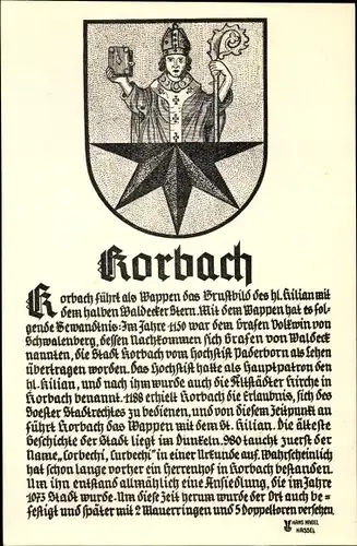 Wappen Ak Korbach in Hessen, St. Kilian, Waldecker Stern