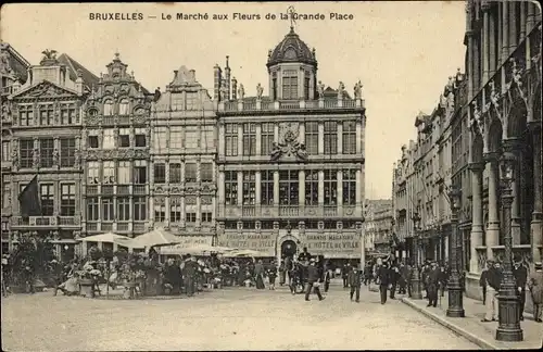 Ak Bruxelles Brüssel, Le Marché aux Fleurs de la Grande Place, Blumenmarkt, Geschäftshäuser