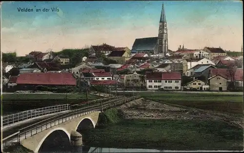 Ak Velden Vils, Teilansicht vom Ort, Brücke, Kirche