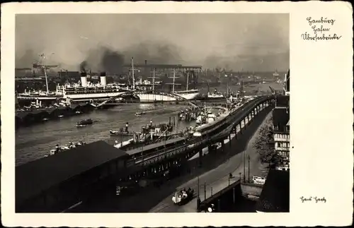 Ak Hamburg Mitte Altstadt, Hafen, Brücke, Dampfschiffe, S-Bahn