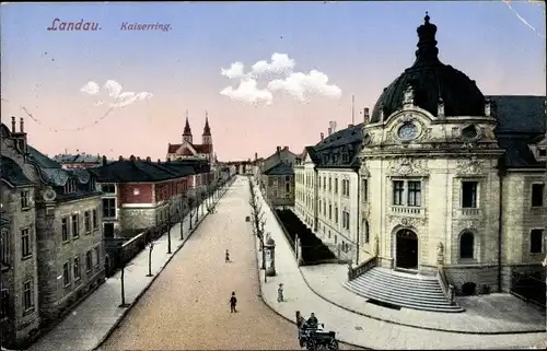 Ak Landau in der Pfalz, Kaiserring, Kirche, Wohnhäuser