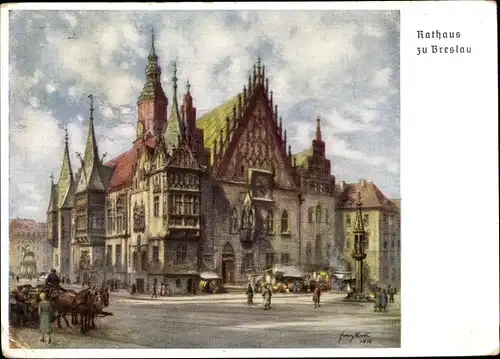 Künstler Ak Wrocław Breslau Schlesien, Das Rathaus, 12. Deutsches Sängerbundesfest 1937