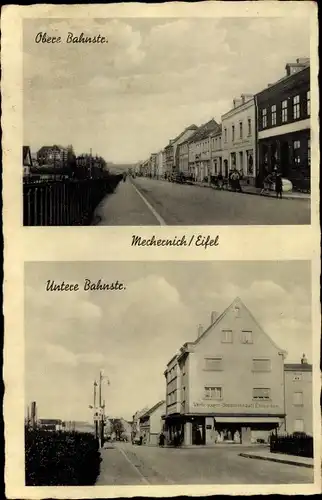 Ak Mechernich Eifel, Obere Bahnstraße, Untere Bahnstraße, Verbraucher Genossenschaft Euskirchen