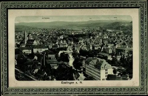 Ak Esslingen am Neckar, Panoramablick über die Stadt, Kirche
