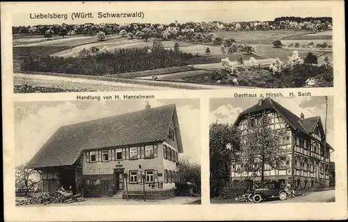 Ak Liebelsberg Neubulach Nordschwarzwald, Handlung v. H. Hanselmann, Gasthaus zum Hirsch v. H. Seidt