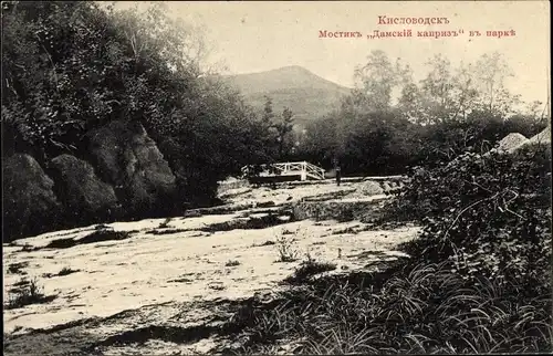 Ak Kislowodsk Russland, Brücke im Park, Landschaftsmotiv