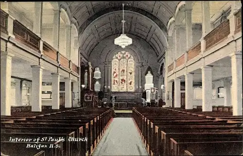 Ak Halifax Nova Scotia Kanada, Interior of St. Paul's Church, Liedanzeiger 