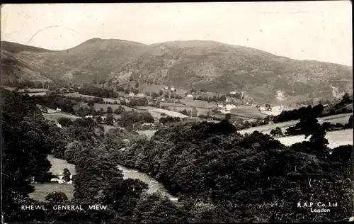 Ak Rhewl Wales, General view, Ortschaft mit Landschaftsblick