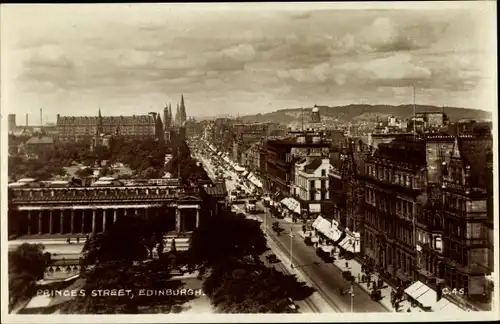 Ak Edinburgh Schottland, Princes Street, Teilansicht der Stadt