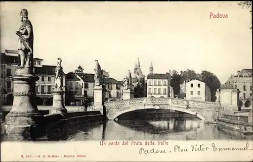 Ak Padova Padua Veneto, Un ponte del Prato della Valle