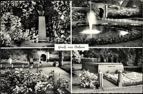 Ak Husum in Nordfriesland, Schlossgarten, Theodor Storms Grab