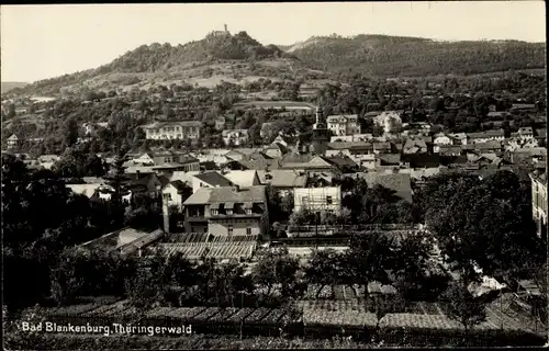 Ak Bad Blankenburg in Thüringen, Teilansicht vom Ort, Burg Greifenstein, Wald