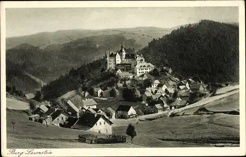 Ak Lauenstein Ludwigsstadt in Oberfranken, Panorama vom Ort mit Burg, fränkisch-thüringische Grenze
