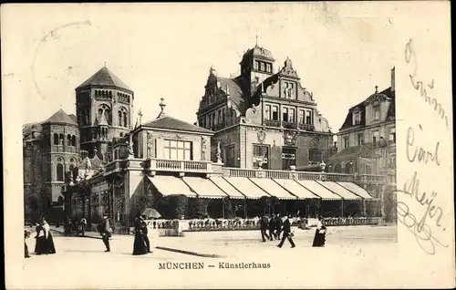 Ak München Bayern, Künstlerhaus, Passanten, Synagoge