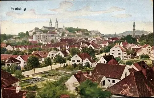 Ak Freising in Oberbayern, Blick von der schönen Aussicht über die Dächer der Stadt
