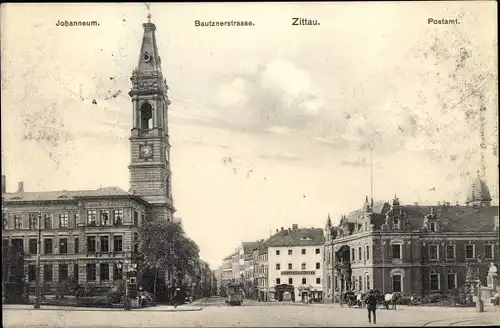 Ak Zittau in der Oberlausitz, Johanneum, Bautznerstraße, Postamt, Café zur Reichspost