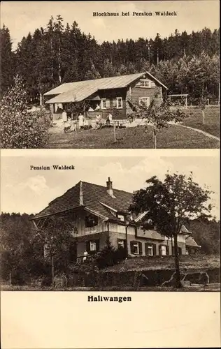 Ak Hallwangen Dornstetten in Baden Württemberg, Pension Waldeck, Blockhaus, Bes. A. Höhler