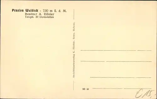 Ak Hallwangen Dornstetten in Baden Württemberg, Pension Waldeck, Blockhaus, Bes. A. Höhler