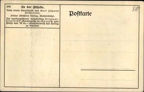 Künstler Ak Hochreuter, Karl Johann, In der Föhrde, Segelboot