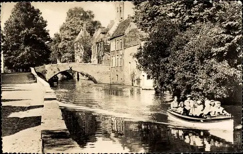 Ak Bruges Brügge Flandern Westflandern, Groene Rei met de Peerdebrug