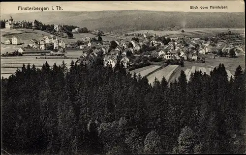 Ak Finsterbergen Friedrichroda Thüringen, Totalansicht vom Ort, Blick vom Hainfelsen