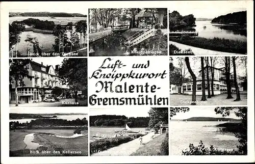 Ak Malente in Ostholstein, Dieksee, Kneipanlagen, Kurhaus, Diekseehotel, Kellersee, Diekseepromenade