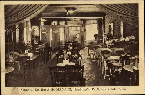Ak Hamburg Mitte St. Pauli, Café u. Konditorei Hodermann, Innenansicht