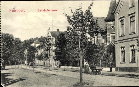 Ak Papenburg im Emsland, Bahnhofstraße, Wohnhäuser, Fuhre