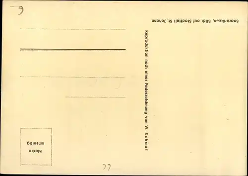Künstler Ak Schaaf, W., Saarbrücken Saarland, Blick auf Stadtteil St. Johann, 50 Jahre Jubiläum