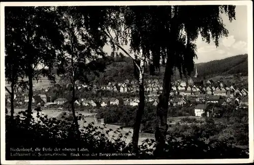 Ak Biedenkopf an der Lahn, Blick von der Berggartenterasse, Kirche, Wohnhäuser