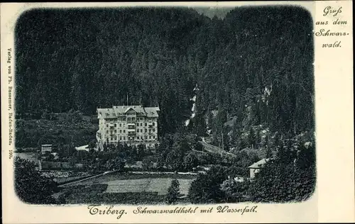 Ak Triberg im Schwarzwald, Schwarzwaldhotel mit Wasserfall