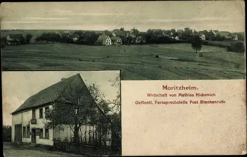 Ak Blankenrath Moritzheim Rheinland Pfalz, Panorama, Wirtschaft v. Mathias Nickenich, Straßenansicht