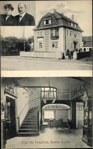 Ak Rositz Thüringen, Villa Dr. Friedrich, Portrait, Innenansicht