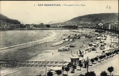 Ak San Sebastián Baskenland, Vista general de la Playa