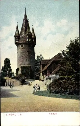 Ak Lindau am Bodensee Schwaben, Blick auf den Diebsturm 