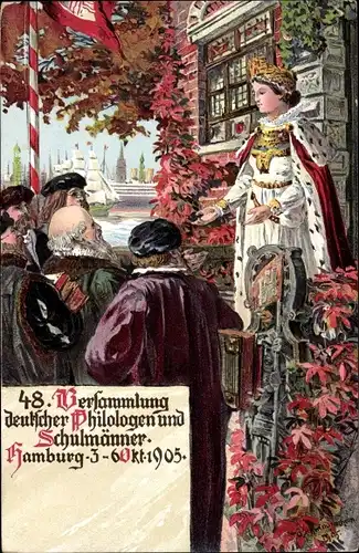 Künstler Ak Hamburg, 48. Versammlung dt. Philologen u. Schulmänner, 3. - 6. Oktober 1905, Hammonia