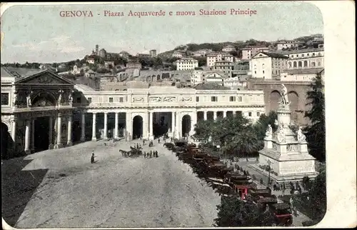Ak Genova Genua Ligurien, Piazuza Acquaverde e nuova Stazione Principe, Bahnhof, Straßenseite