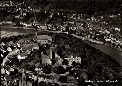 Ak Dilsberg Neckargemünd in Baden Württemberg, Blick auf den Ort, Fliegeraufnahme