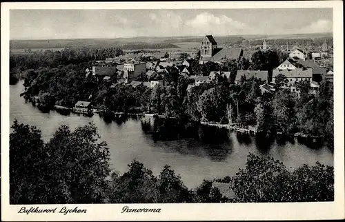 Ak Lychen in der Uckermark, Totalansicht vom Ort, Stadtsee