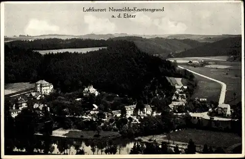 Ak Neumühle in Thüringen, Wohnhäuser, Landschaft, Fluss