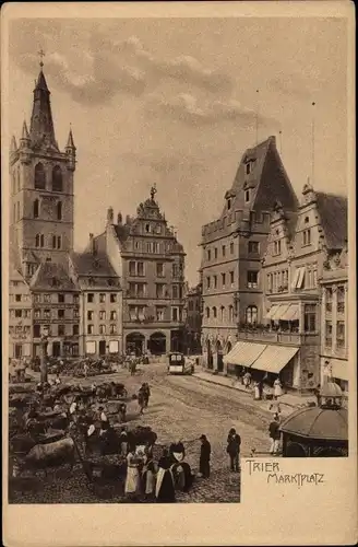 Ak Trier in Rheinland Pfalz, Partie auf den Marktplatz 