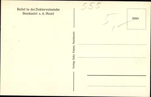 Ak Bernkastel Kues im Moseltal, Relief in der Doktorweinstube, Fürst, Doktorwein