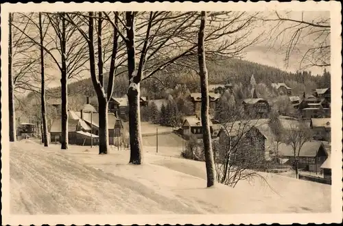 Ak Altenberg im Osterzgebirge, Blick über schneebedeckte Häuser