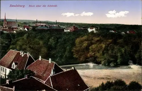 Ak Rendsburg in Schleswig Holstein, Blick über die Altstadt