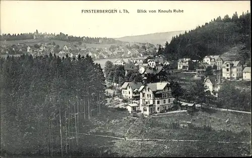 Ak Finsterbergen Friedrichroda Thüringen, Blick von Knaufs Ruhe zum Ort