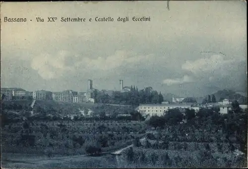 Ak Bassano del Grappa Veneto, Via XX. Settembre e Castello degli Eccelini