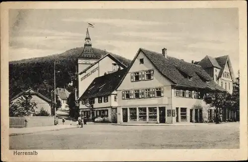 Ak Bad Herrenalb im Schwarzwald, Hotel Post, Häuser an einer Kreuzung