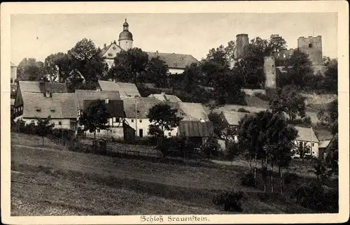 Ak Frauenstein im Erzgebirge, Schloss und Burgruine, Wohnhäuser