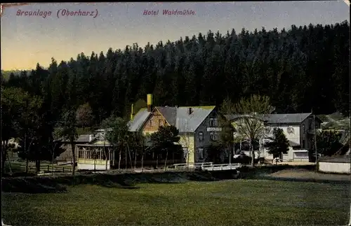 Ak Braunlage im Oberharz, Hotel Waldmühle, Blick über eine Wiese
